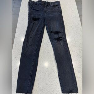 New American Eagle Black Ripped Skinny Jeans